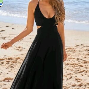 Women’s Black Cutout Halter Maxi Dress